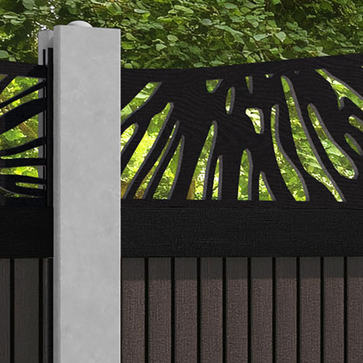 Virtis Poppy Curved Top Fence Panel - Mid Brown - for existing concrete posts