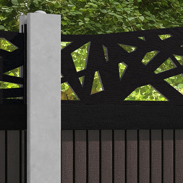 Virtis Prism Curved Top Fence Panel - Mid Brown - for existing concrete posts