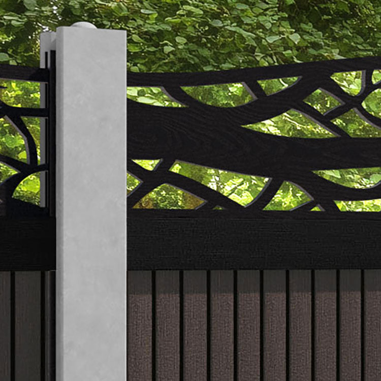 Virtis Twilight Curved Top Fence Panel - Mid Brown - for existing concrete posts