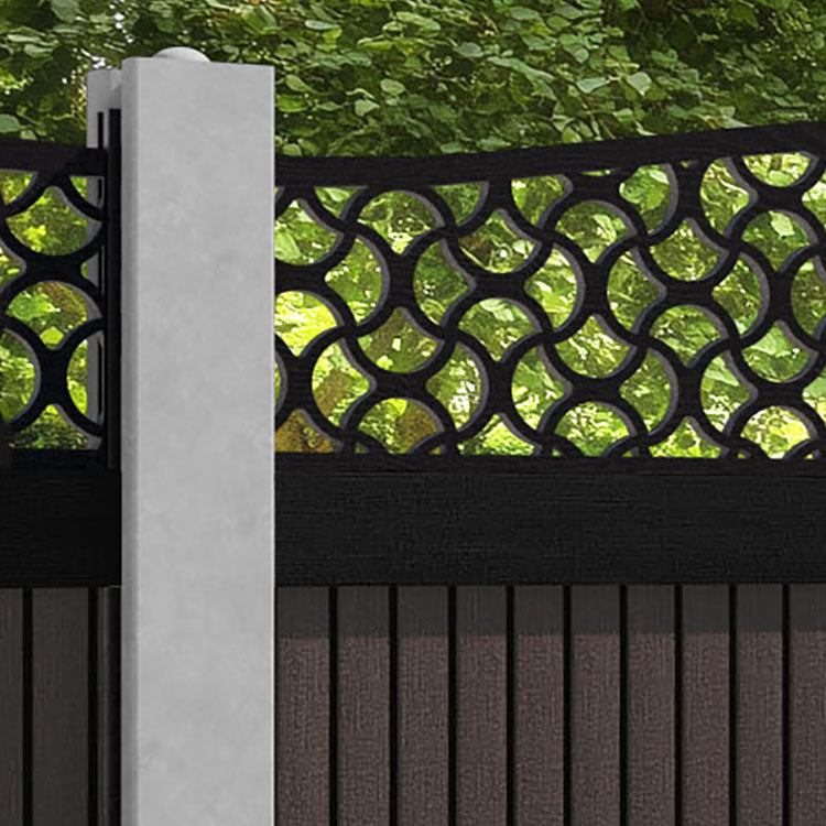 Virtis Vida Curved Top Fence Panel - Mid Brown - for existing concrete posts