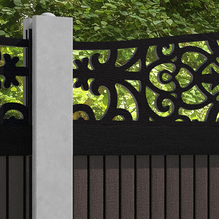 Virtis Windsor Curved Top Fence Panel - Mid Brown - for existing concrete posts