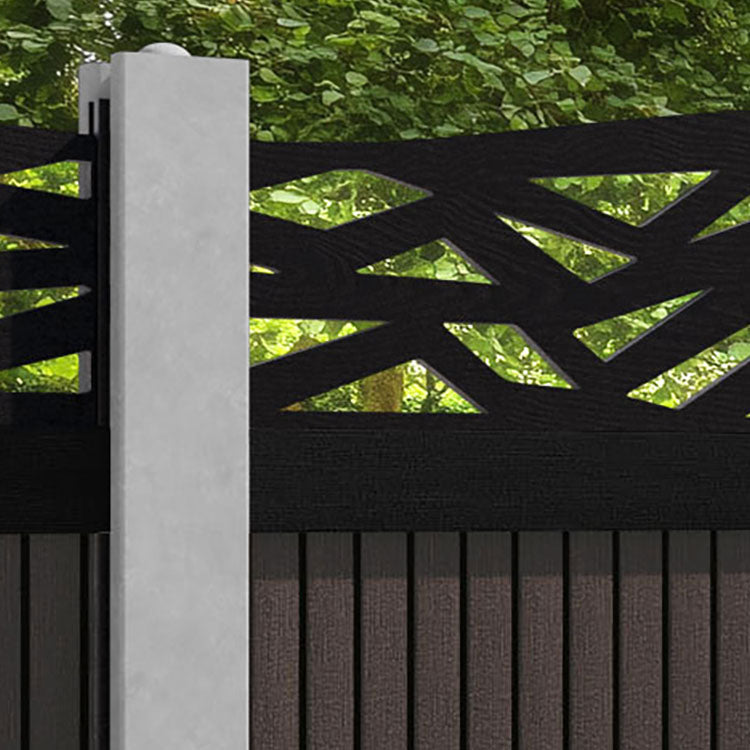 Virtis Zenith Curved Top Fence Panel - Mid Brown - for existing concrete posts