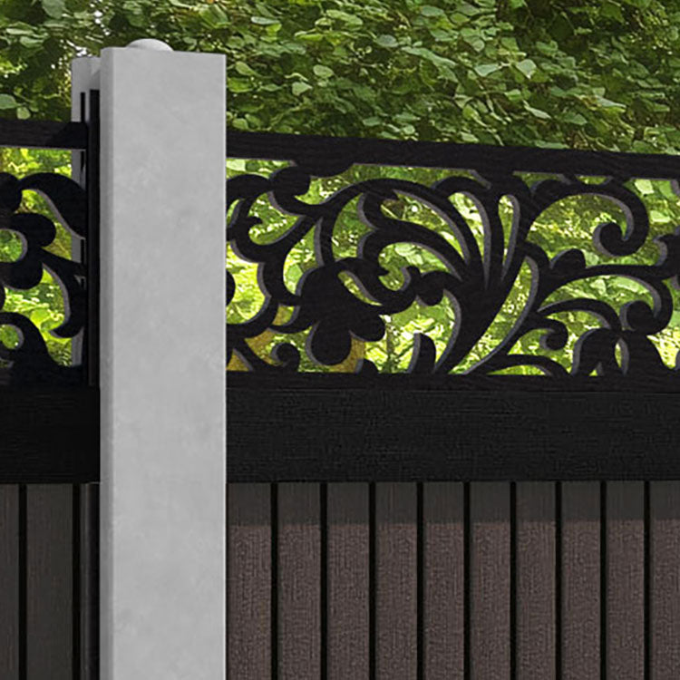 Virtis Eden Fence Panel - Mid Brown - for existing concrete posts