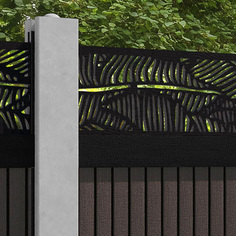 Virtis Feather Fence Panel - Mid Brown - for existing concrete posts