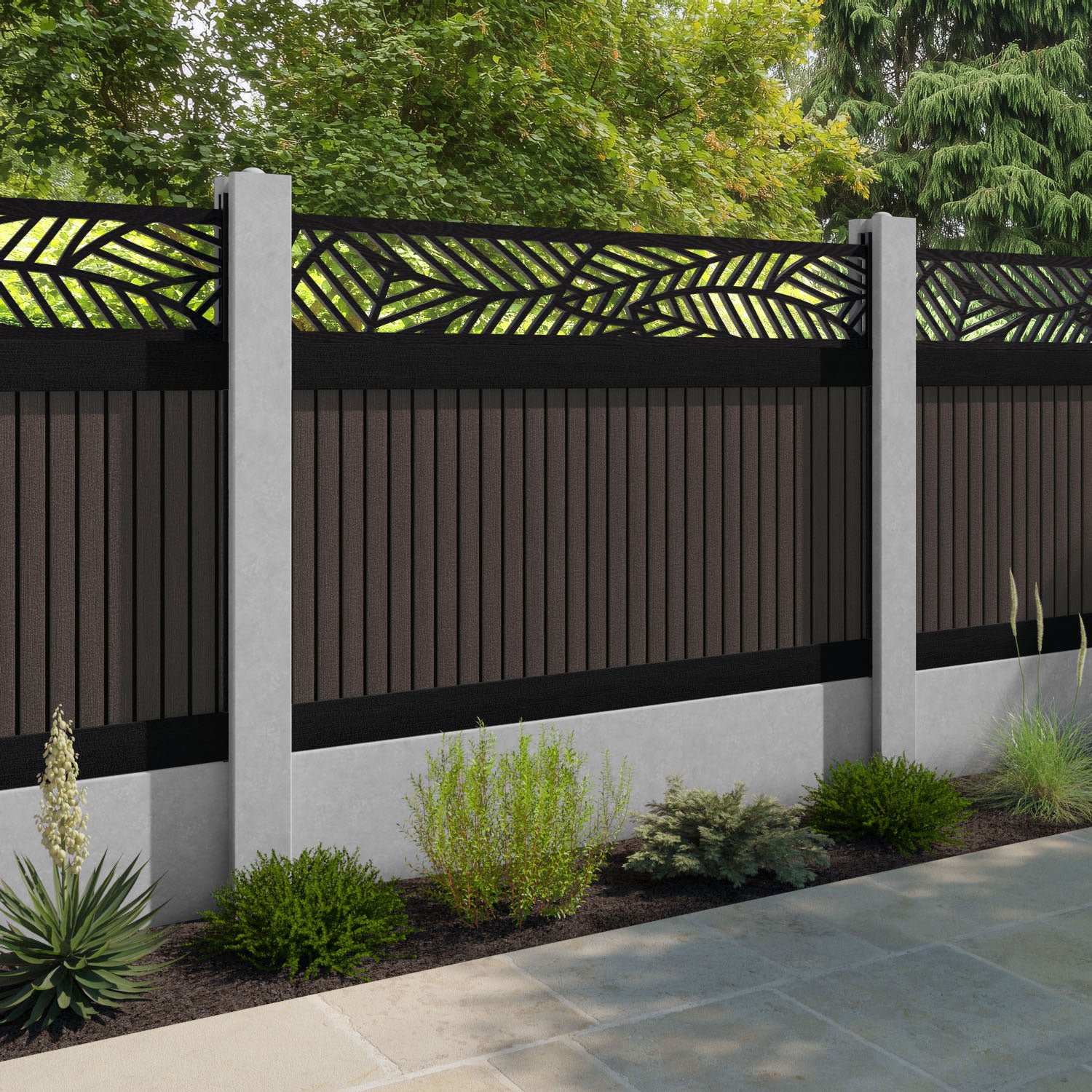 Virtis Habitat Fence Panel - Mid Brown - for existing concrete posts