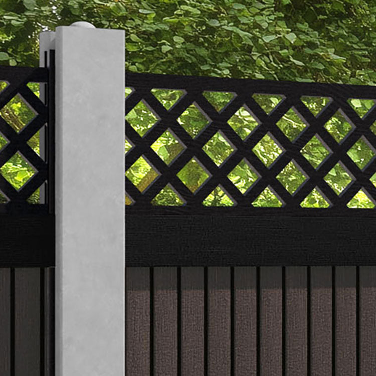 Virtis Hive Fence Panel - Mid Brown - for existing concrete posts