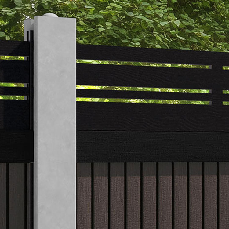 Virtis Linea Fence Panel - Mid Brown - for existing concrete posts