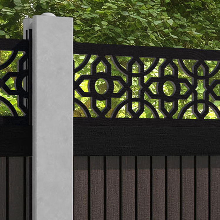 Virtis Nabila Fence Panel - Mid Brown - for existing concrete posts