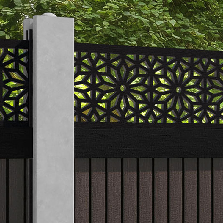 Virtis Narwa Fence Panel - Mid Brown - for existing concrete posts