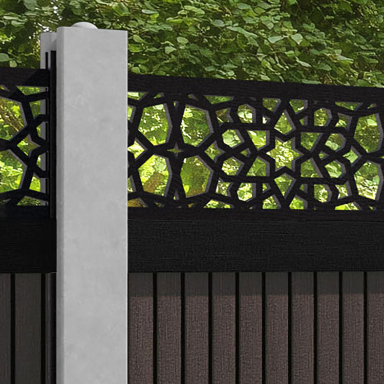 Virtis Nazira Fence Panel - Mid Brown - for existing concrete posts