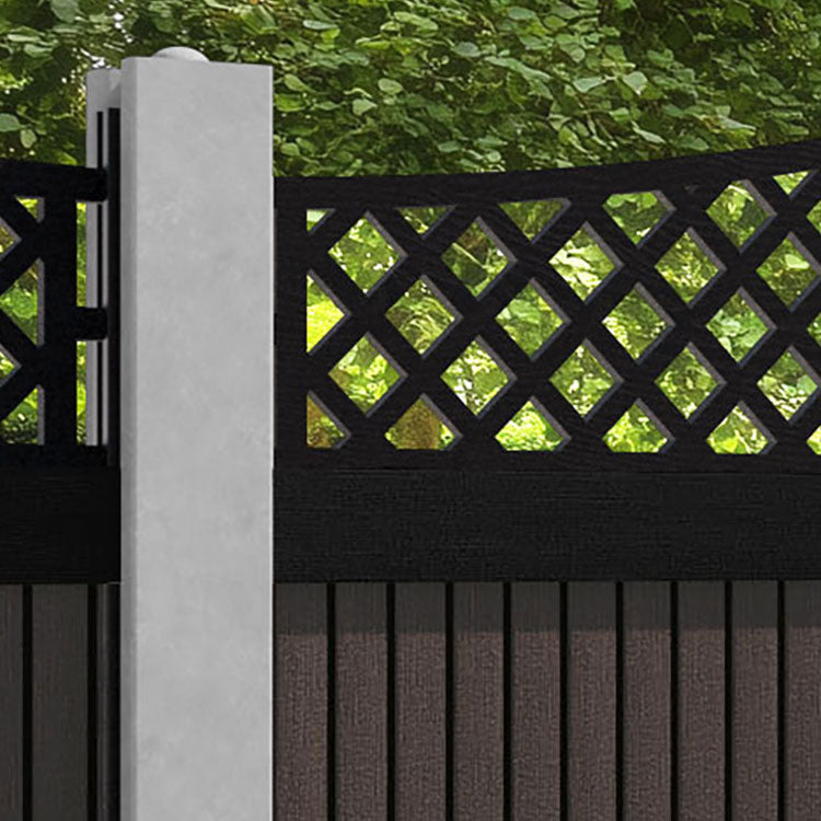 Virtis Oxford Curved Top Fence Panel - Mid Brown - for existing concrete posts