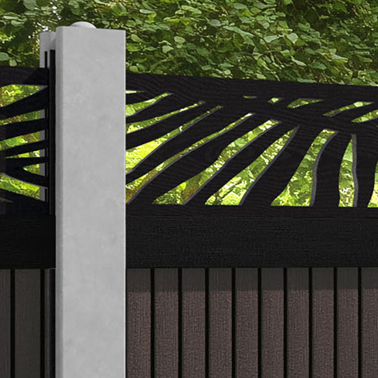 Virtis Palm Fence Panel - Mid Brown - for existing concrete posts
