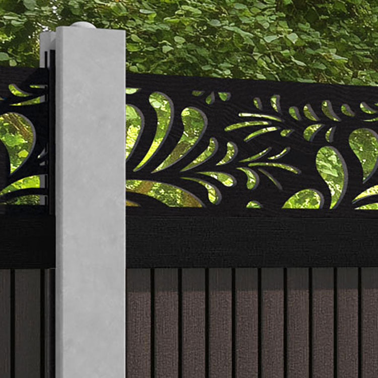 Virtis Petal Fence Panel - Mid Brown - for existing concrete posts