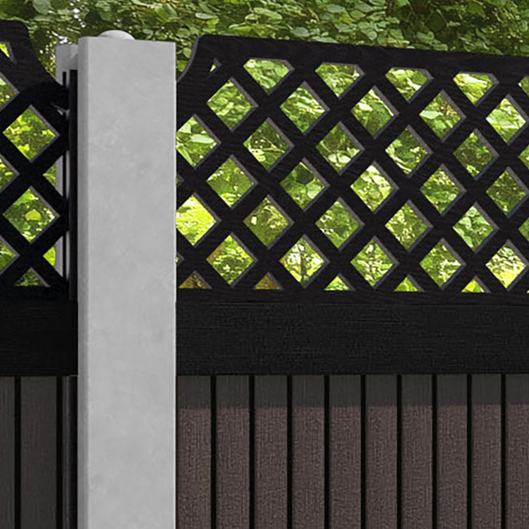 Virtis Regal Hive Fence Panel - Mid Brown - for existing concrete posts