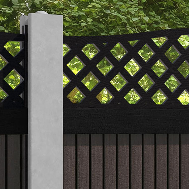Virtis High Wave Fence Panel - Mid Brown - for existing concrete posts
