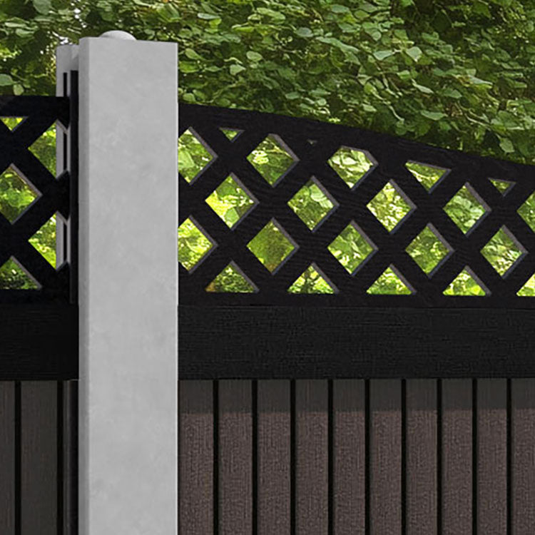 Virtis Low Wave Fence Panel - Mid Brown - for existing concrete posts