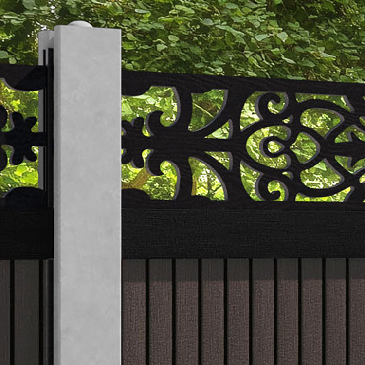 Virtis Windsor Fence Panel - Mid Brown - for existing concrete posts