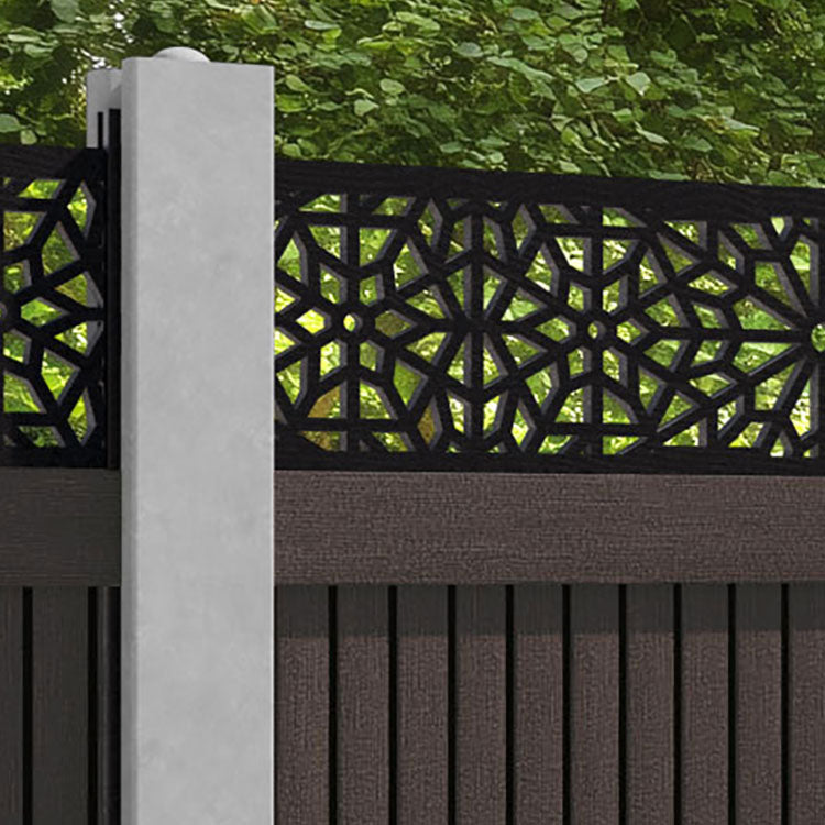 Virtis Alnara Fence Panel - Mid Brown - for existing concrete posts