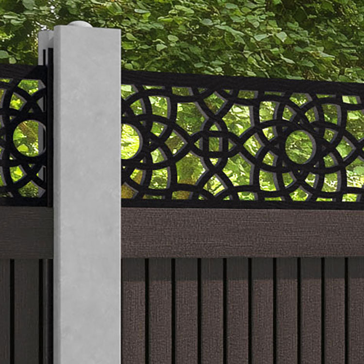 Virtis Ambar Fence Panel - Mid Brown - for existing concrete posts
