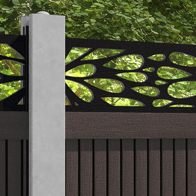 Virtis Blossom Fence Panel - Mid Brown - for existing concrete posts