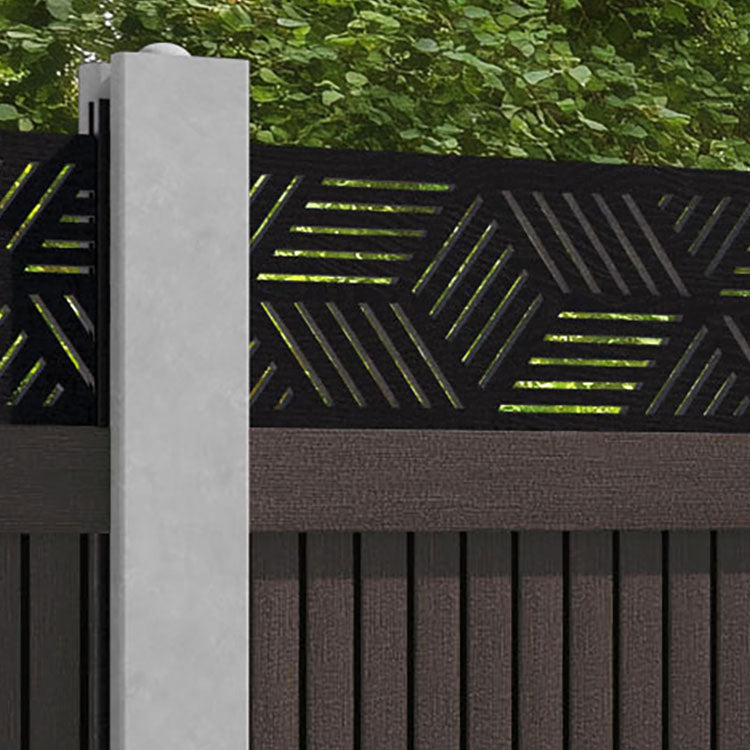 Virtis Cubed Fence Panel - Mid Brown - for existing concrete posts