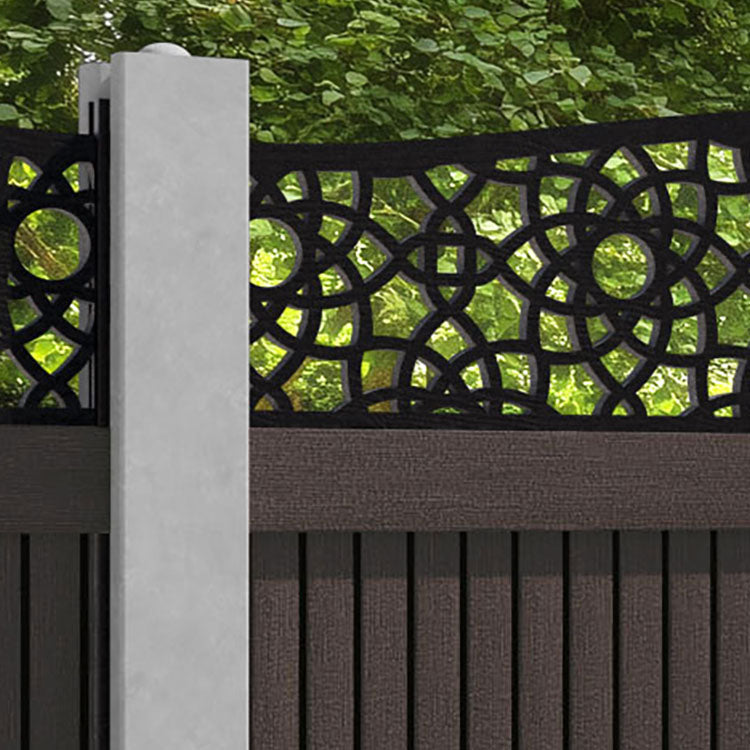 Virtis Ambar Curved Top Fence Panel - Mid Brown - for existing concrete posts
