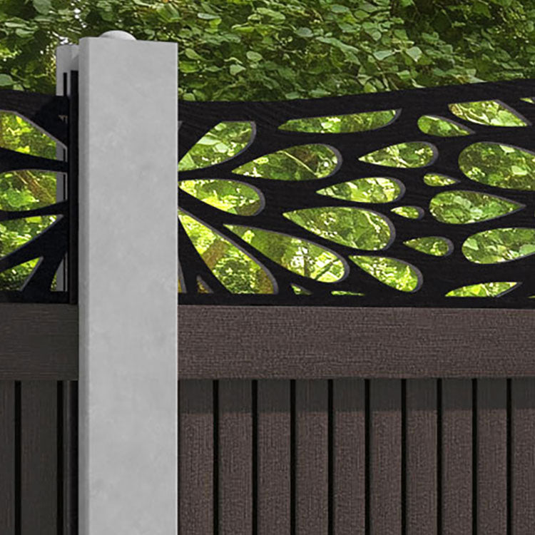 Virtis Blossom Curved Top Fence Panel - Mid Brown - for existing concrete posts