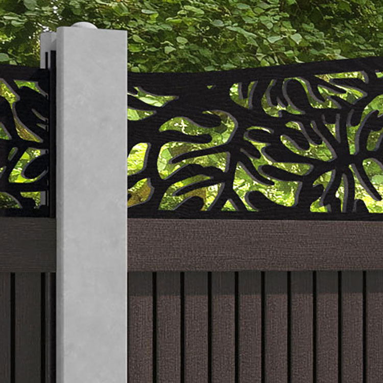 Virtis Botanic Curved Top Fence Panel - Mid Brown - for existing concrete posts