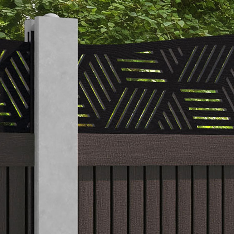 Virtis Cubed Curved Top Fence Panel - Mid Brown - for existing concrete posts