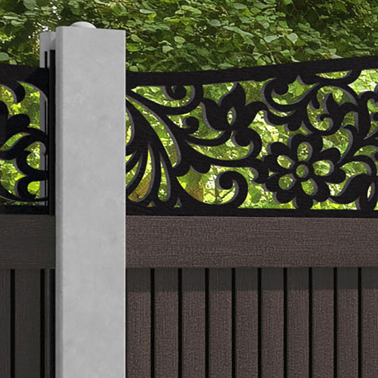 Virtis Eden Curved Top Fence Panel - Mid Brown - for existing concrete posts