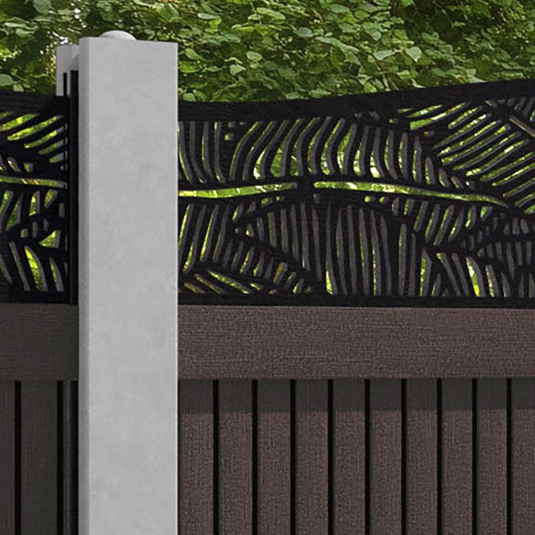 Virtis Feather Curved Top Fence Panel - Mid Brown - for existing concrete posts