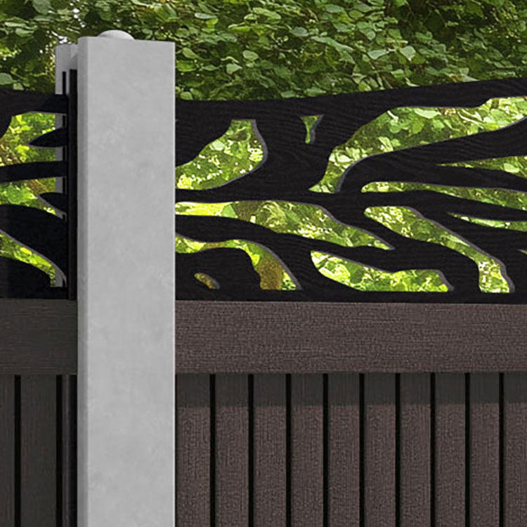 Virtis Malawi Curved Top Fence Panel - Mid Brown - for existing concrete posts