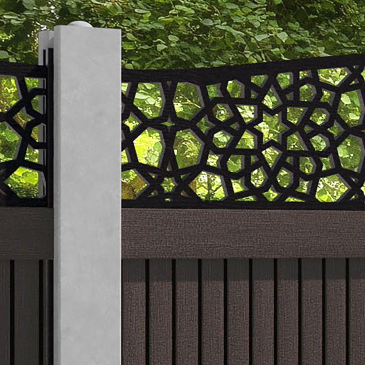 Virtis Nazira Curved Top Fence Panel - Mid Brown - for existing concrete posts