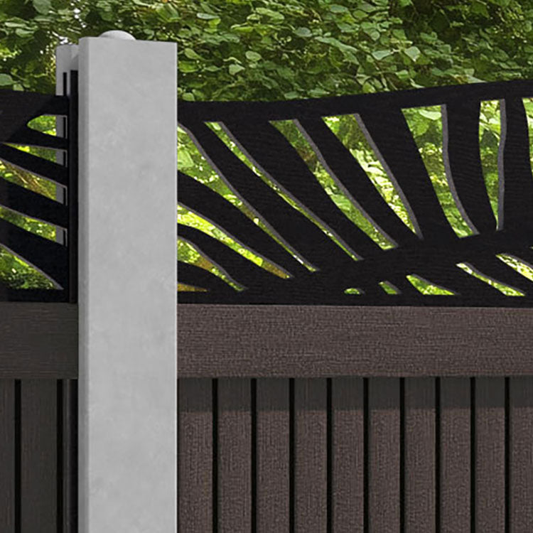 Virtis Palm Curved Top Fence Panel - Mid Brown - for existing concrete posts