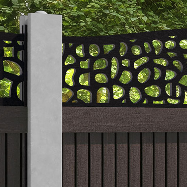 Virtis Pebble Curved Top Fence Panel - Mid Brown - for existing concrete posts