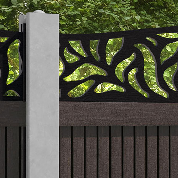 Virtis Plume Curved Top Fence Panel - Mid Brown - for existing concrete posts