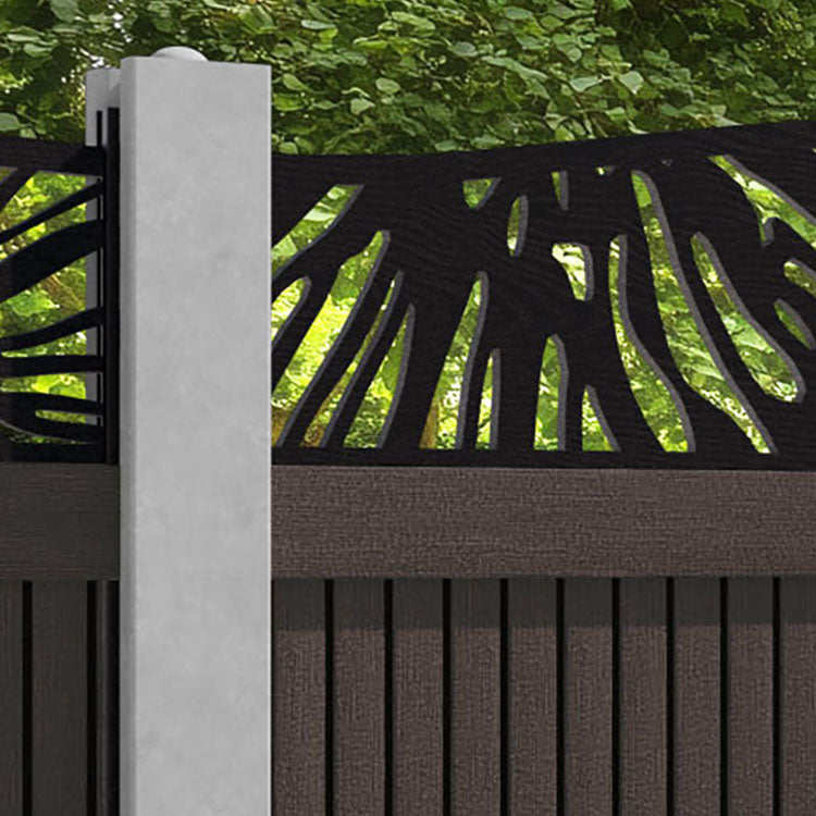 Virtis Poppy Curved Top Fence Panel - Mid Brown - for existing concrete posts
