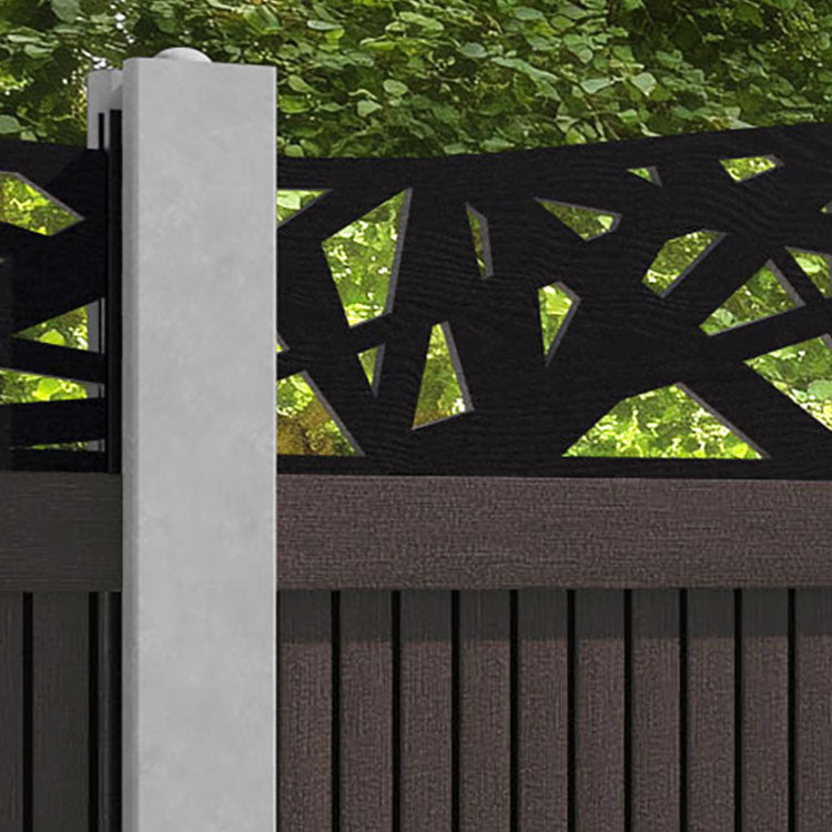 Virtis Prism Curved Top Fence Panel - Mid Brown - for existing concrete posts