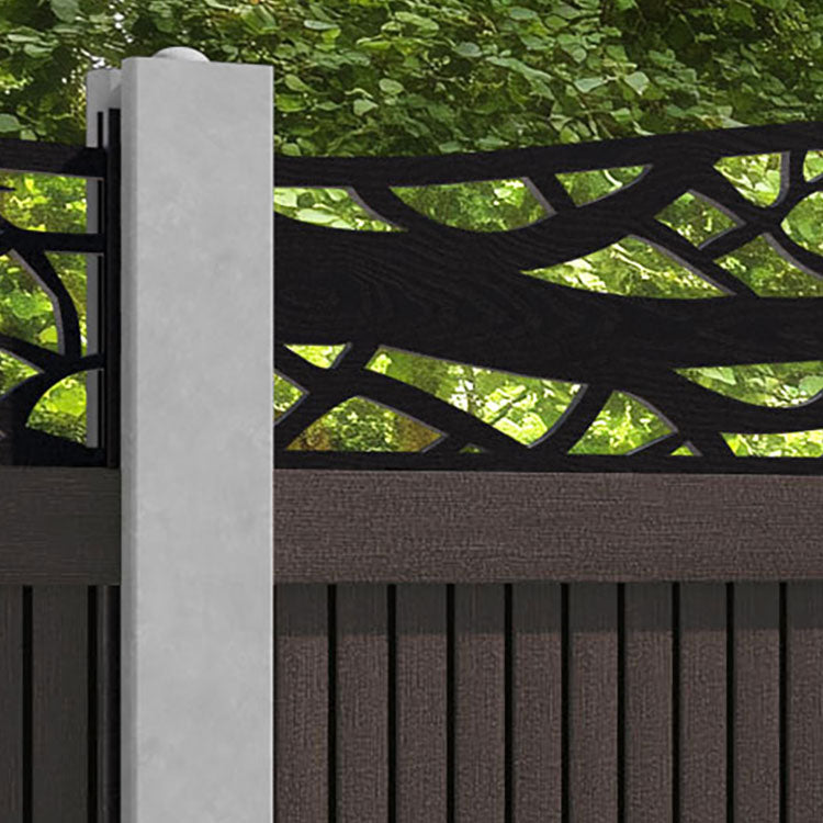 Virtis Twilight Curved Top Fence Panel - Mid Brown - for existing concrete posts