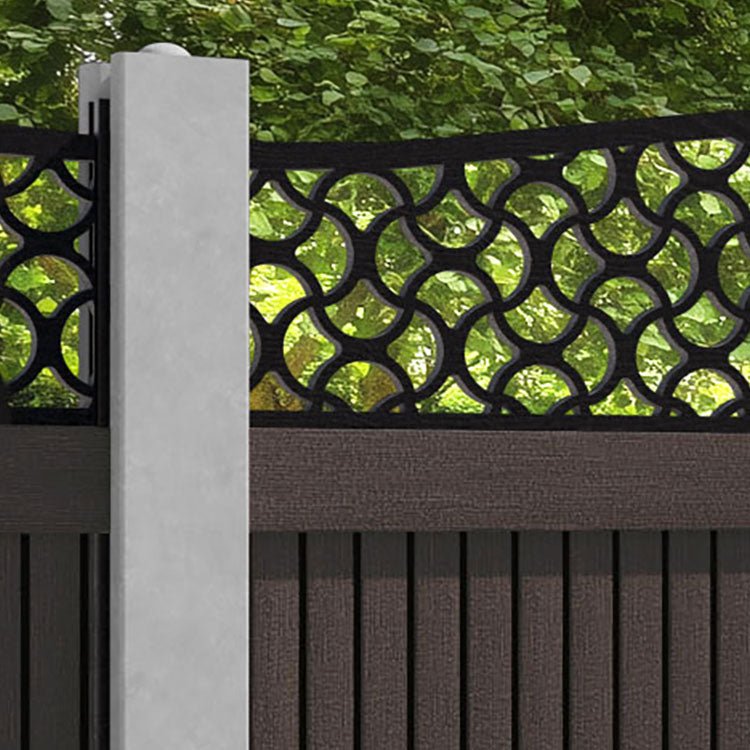 Virtis Vida Curved Top Fence Panel - Mid Brown - for existing concrete posts
