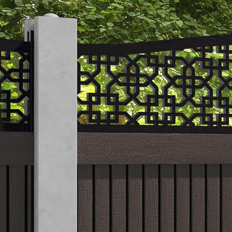 Virtis Zaria Curved Top Fence Panel - Mid Brown - for existing concrete posts