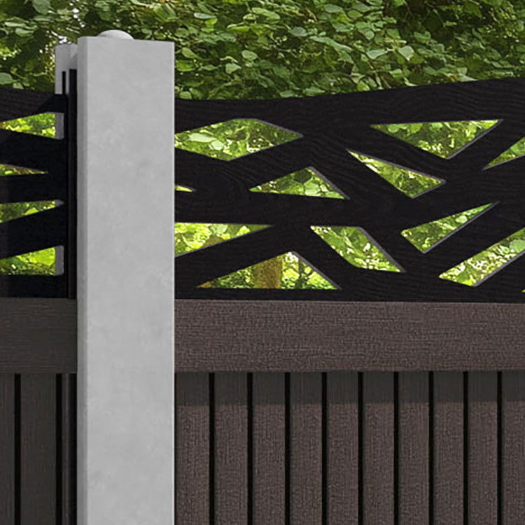 Virtis Zenith Curved Top Fence Panel - Mid Brown - for existing concrete posts