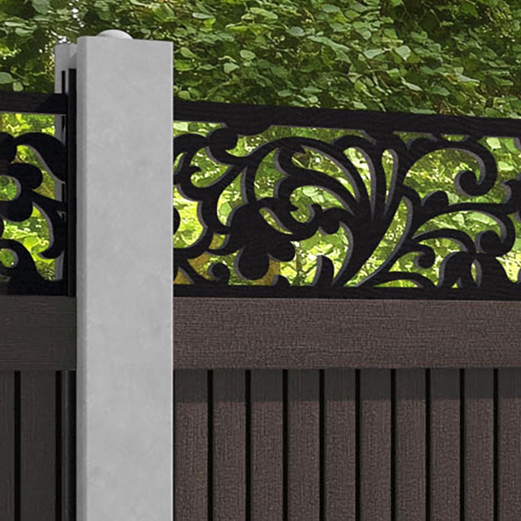 Virtis Eden Fence Panel - Mid Brown - for existing concrete posts