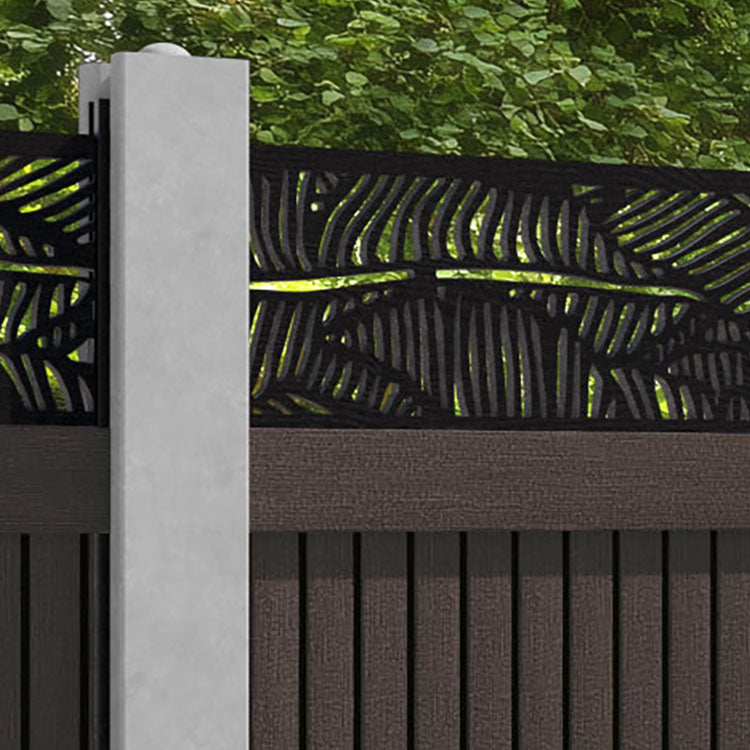 Virtis Feather Fence Panel - Mid Brown - for existing concrete posts