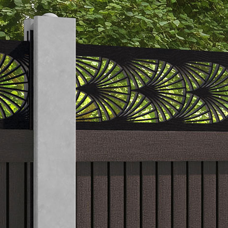 Virtis Laurel Fence Panel - Mid Brown - for existing concrete posts