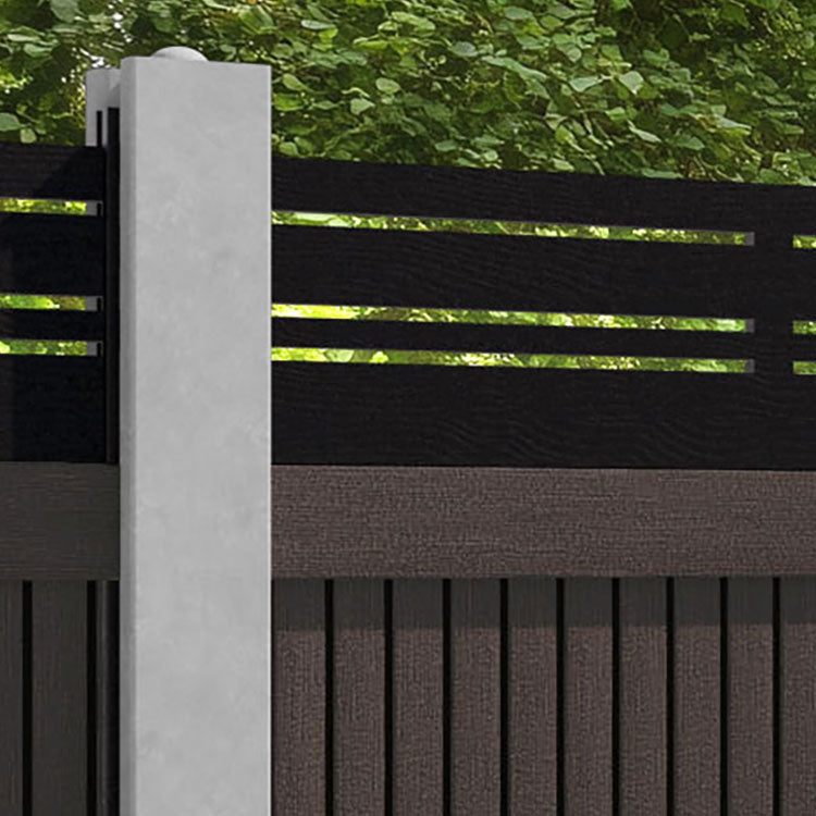 Virtis Linea Fence Panel - Mid Brown - for existing concrete posts