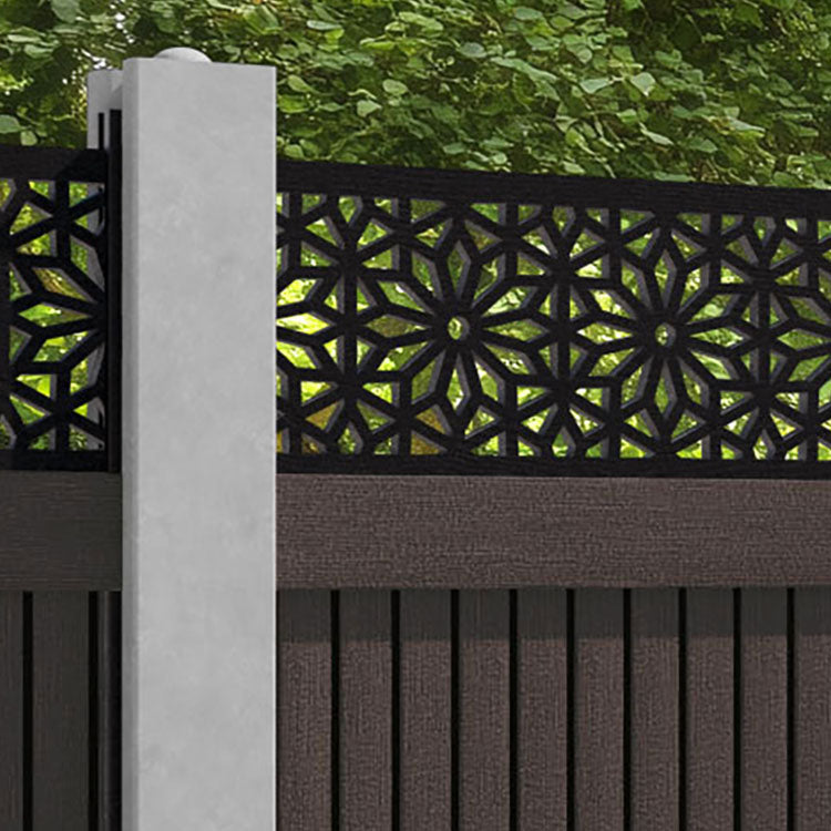 Virtis Narwa Fence Panel - Mid Brown - for existing concrete posts