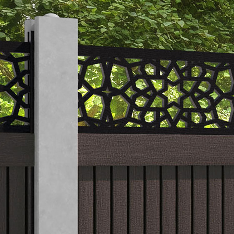 Virtis Nazira Fence Panel - Mid Brown - for existing concrete posts