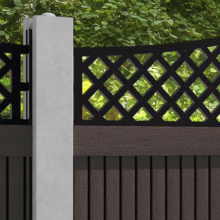 Virtis Oxford Curved Top Fence Panel - Mid Brown - for existing concrete posts