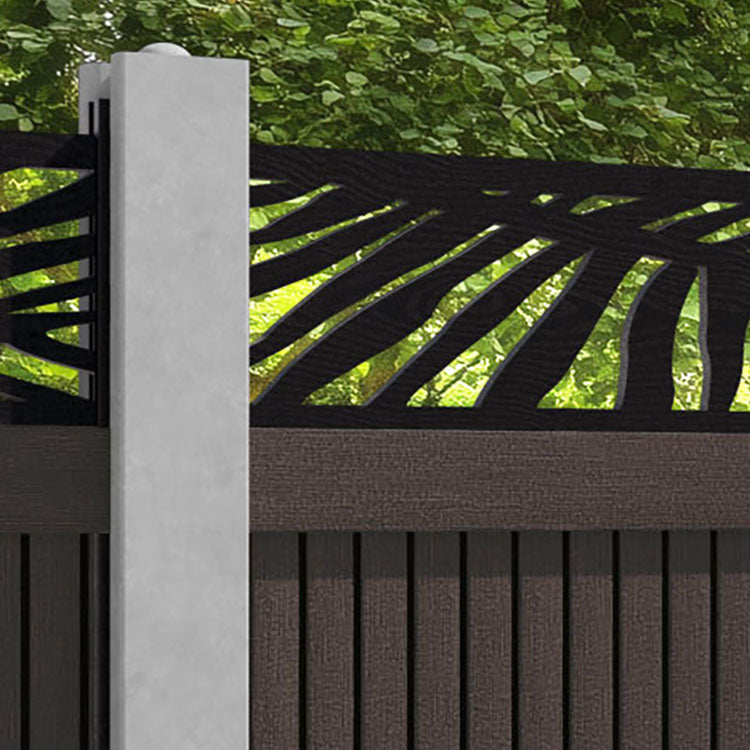 Virtis Palm Fence Panel - Mid Brown - for existing concrete posts